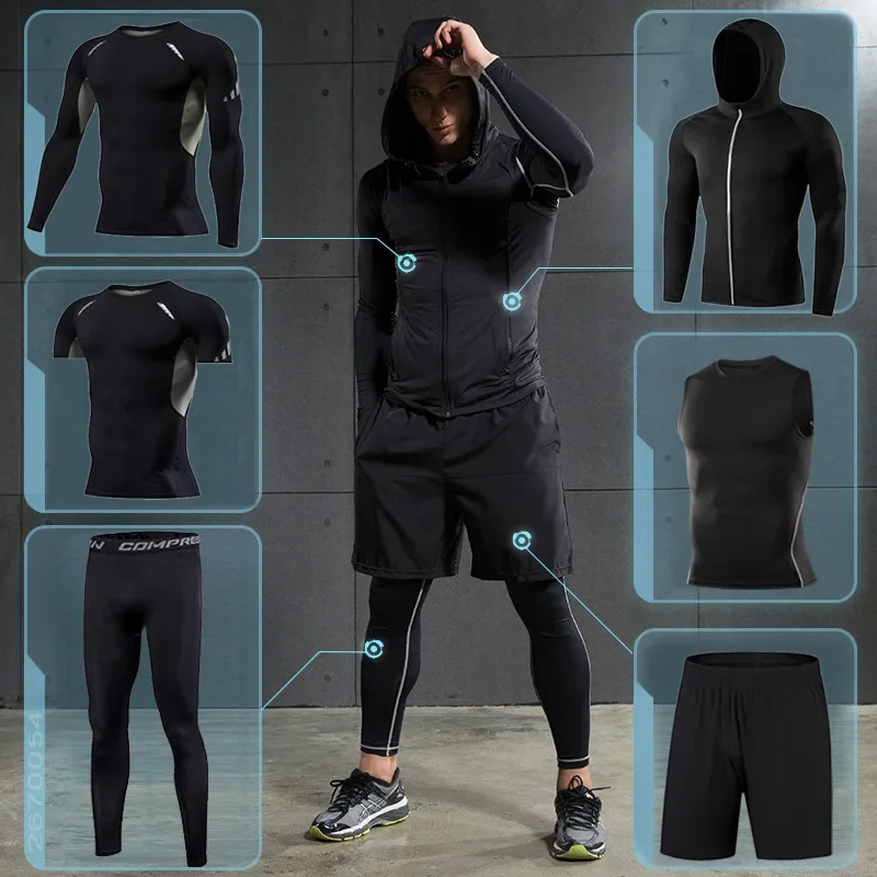 Running Jogging Gear - Men Running Sets Gym Tight Sport