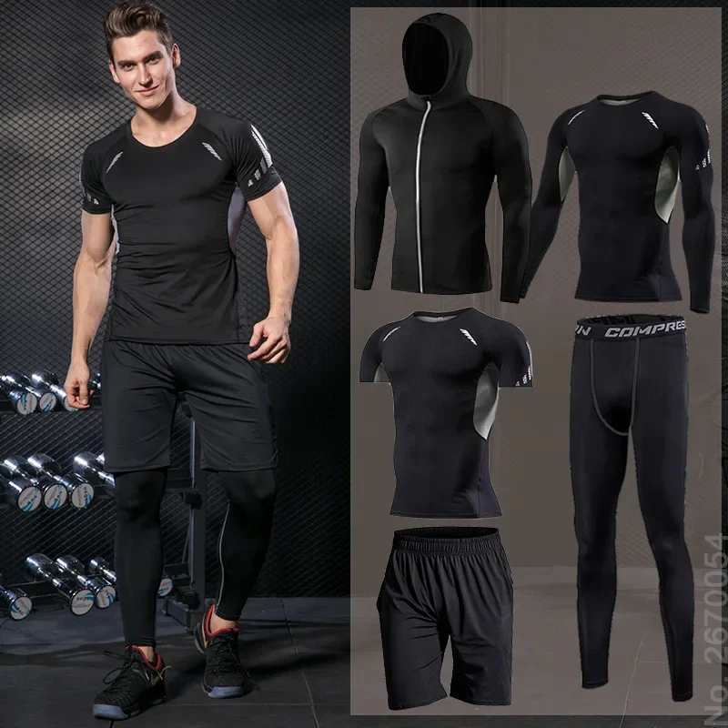 Men Running Sets Gym Tight Spo - Running Jogging Gear review and price