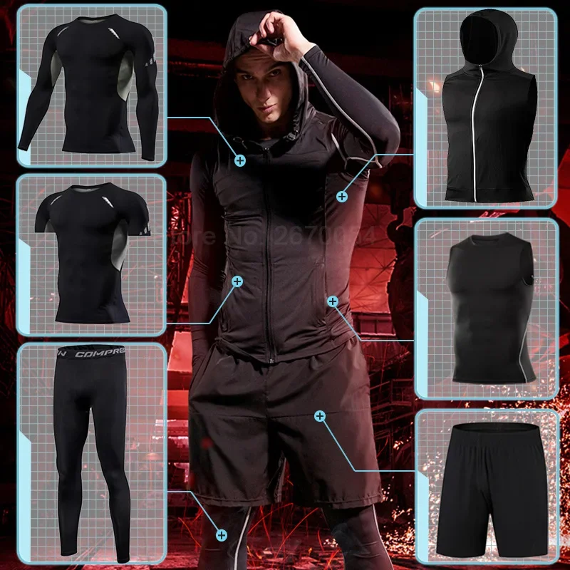 Men Running Sets Gym Tight Spo - Running Jogging Gear review and price